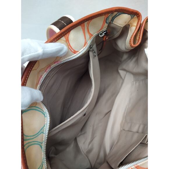 Coach Signature Multicolor Double Handles Zipper Closure Tote Bag - Picture 15 of 16